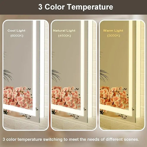 LED Bathroom Mirror with Lights – Front and Backlit, Anti-Fog, Shatterproof Tempered Glass, Waterproof, Memory Function, UL Listed – Modern Vanity Mirror for Multi Use