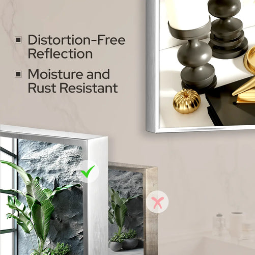 22x34 Brushed Nickel Bathroom Rectangular Mirror – Stylish Polished Nickel Wall Vanity Mirror