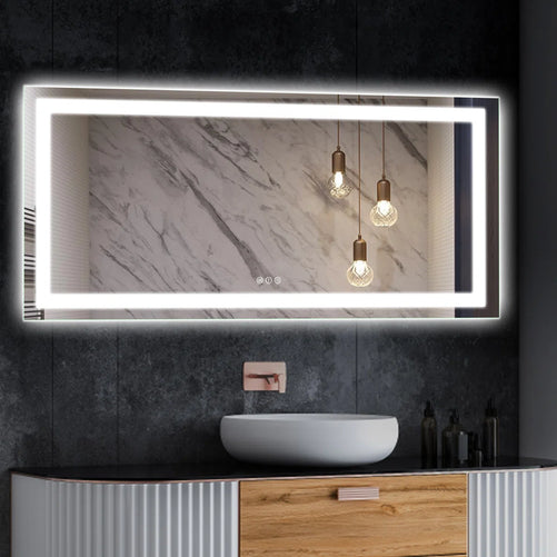 LED Bathroom Mirror with Lights – Front and Backlit, Anti-Fog, Shatterproof Tempered Glass, Waterproof, Memory Function, UL Listed – Modern Vanity Mirror for Multi Use