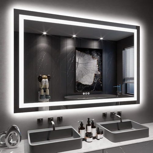 LED Bathroom Mirror with Lights – Front and Backlit, Anti-Fog, Shatterproof Tempered Glass, Waterproof, Memory Function, UL Listed – Modern Vanity Mirror for Multi Use