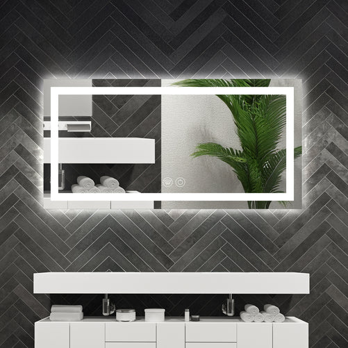 LED Bathroom Mirror – Front & Backlit, Anti-Fog, Waterproof, Modern Style