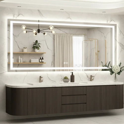 Rectangle LED Bathroom Mirror –Anti-Fog, Front & Backlit, Modern Design