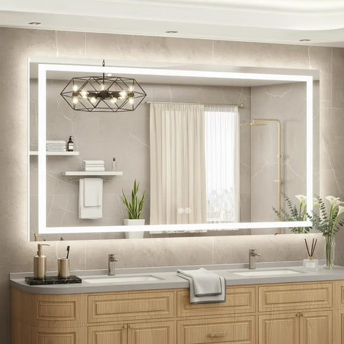 Rectangle LED Bathroom Mirror –Anti-Fog, Front & Backlit, Modern Design