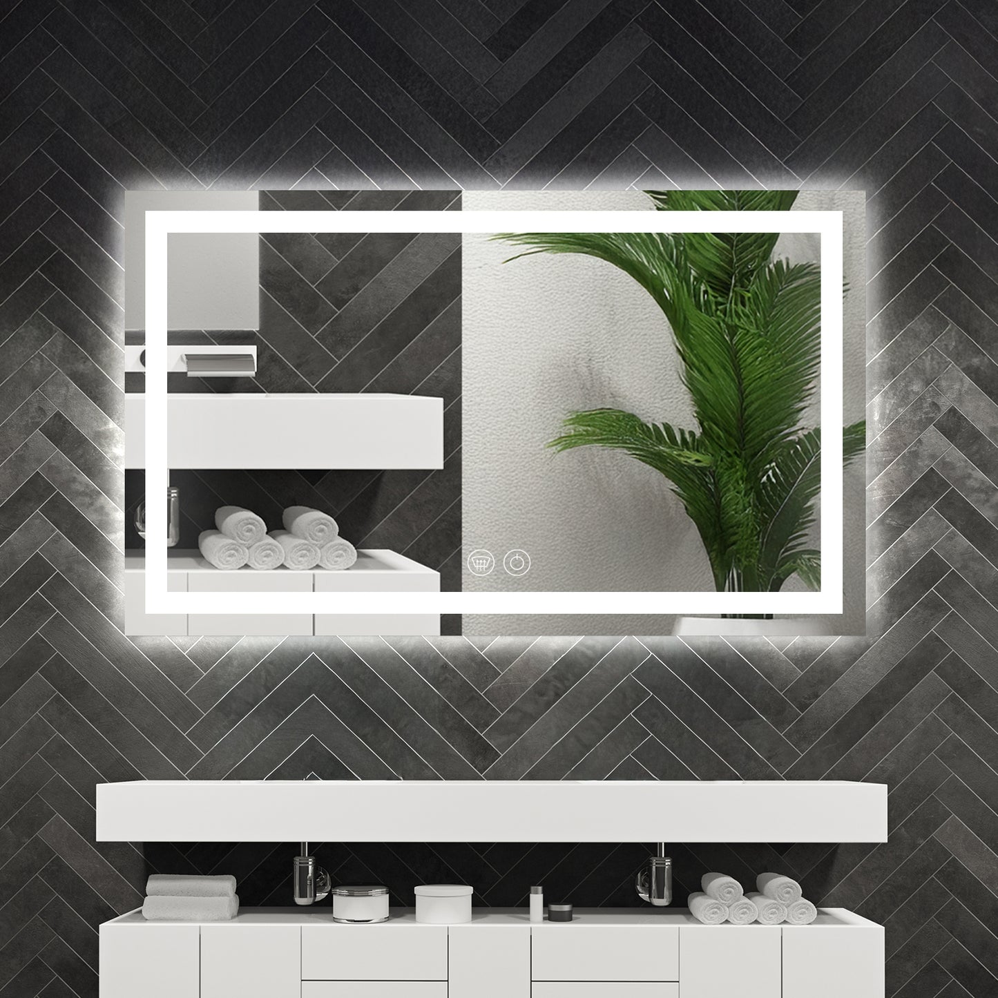 LED Bathroom Mirror – Front & Backlit, Anti-Fog, Waterproof, Modern Style