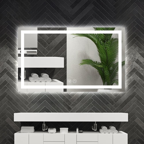 LED Bathroom Mirror – Front & Backlit, Anti-Fog, Waterproof, Modern Style