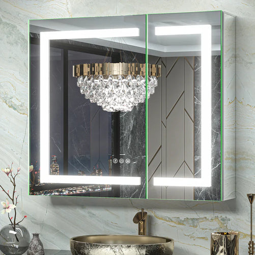 Modern Bathroom Vanity Mirror with Storage – Beveled Metal Frame, Aluminum Alloy Medicine Cabinet with Adjustable Shelves – Ideal for Bathroom Organization and Stylish Décor