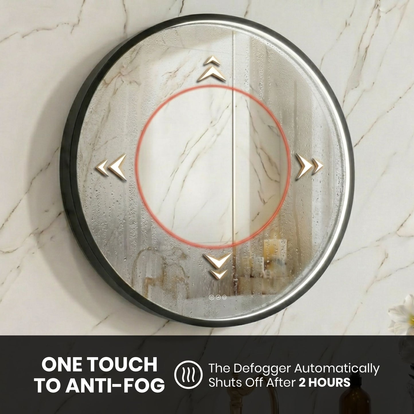 LED Round Bathroom Mirror –Anti-Fog, Dimmable, 3 Color Modes, Modern Design