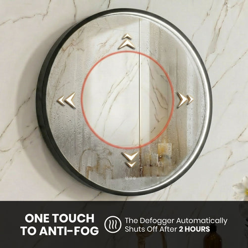 LED Round Bathroom Mirror –Anti-Fog, Dimmable, 3 Color Modes, Modern Design