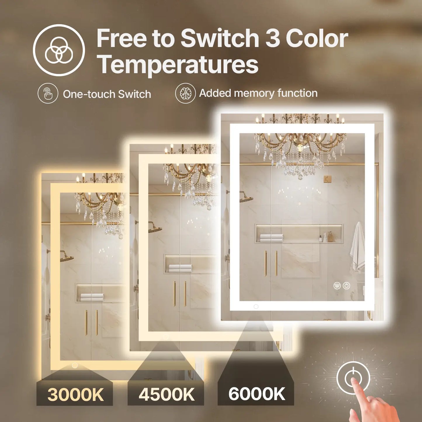 Rectangle LED Bathroom Mirror –Anti-Fog, Front & Backlit, Modern Design