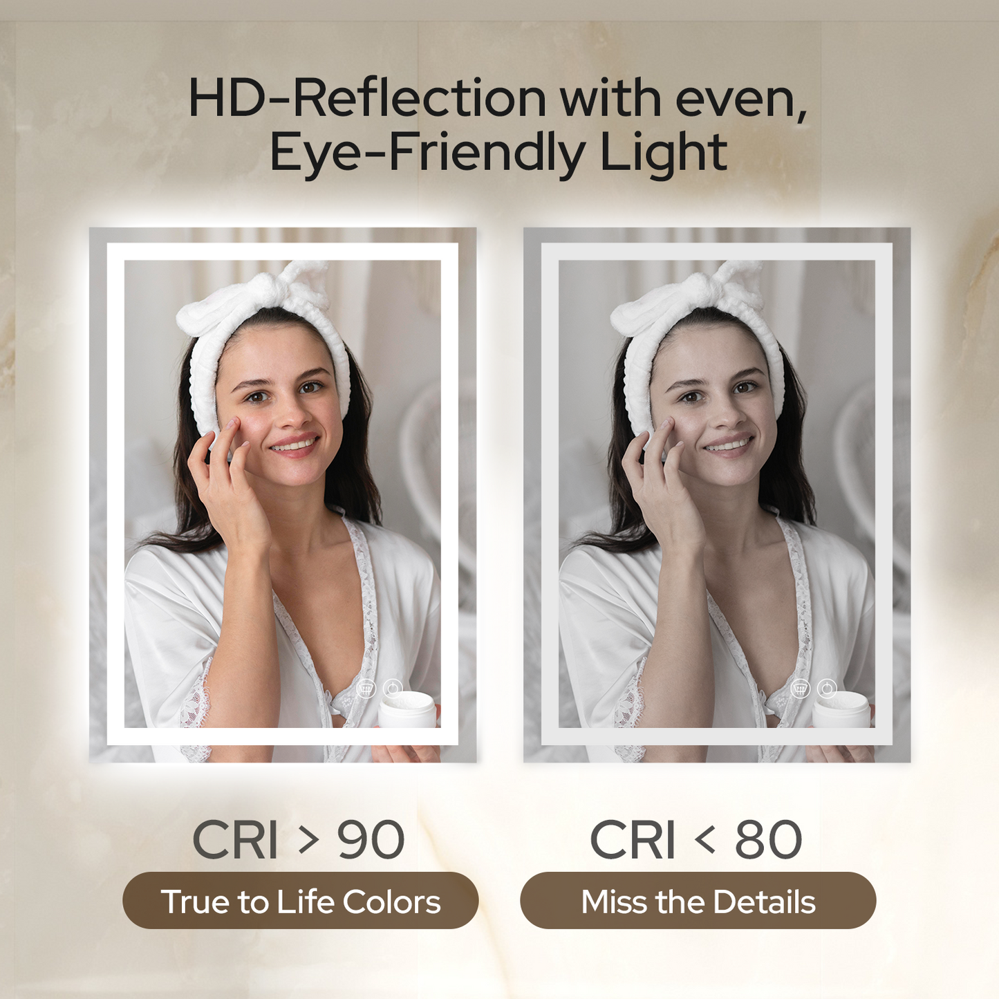 LED Bathroom Mirror – Front & Backlit, Anti-Fog, Waterproof, Modern Style