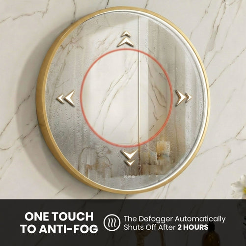 LED Round Bathroom Mirror –Anti-Fog, Dimmable, 3 Color Modes, Modern Design