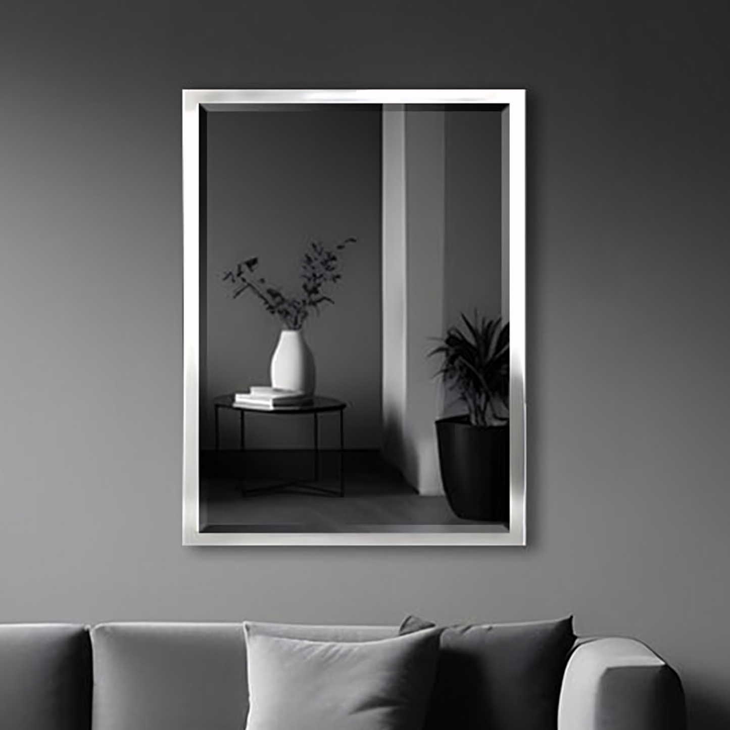 30 x 40 Brushed Nickel Bathroom Mirror – Modern Rectangular Wall Mirror for Vanity