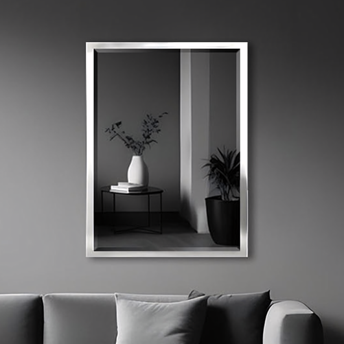 30 x 40 Brushed Nickel Bathroom Mirror – Modern Rectangular Wall Mirror for Vanity