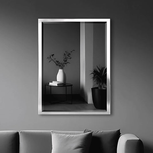 30 x 40 Brushed Nickel Bathroom Mirror – Modern Rectangular Wall Mirror for Vanity