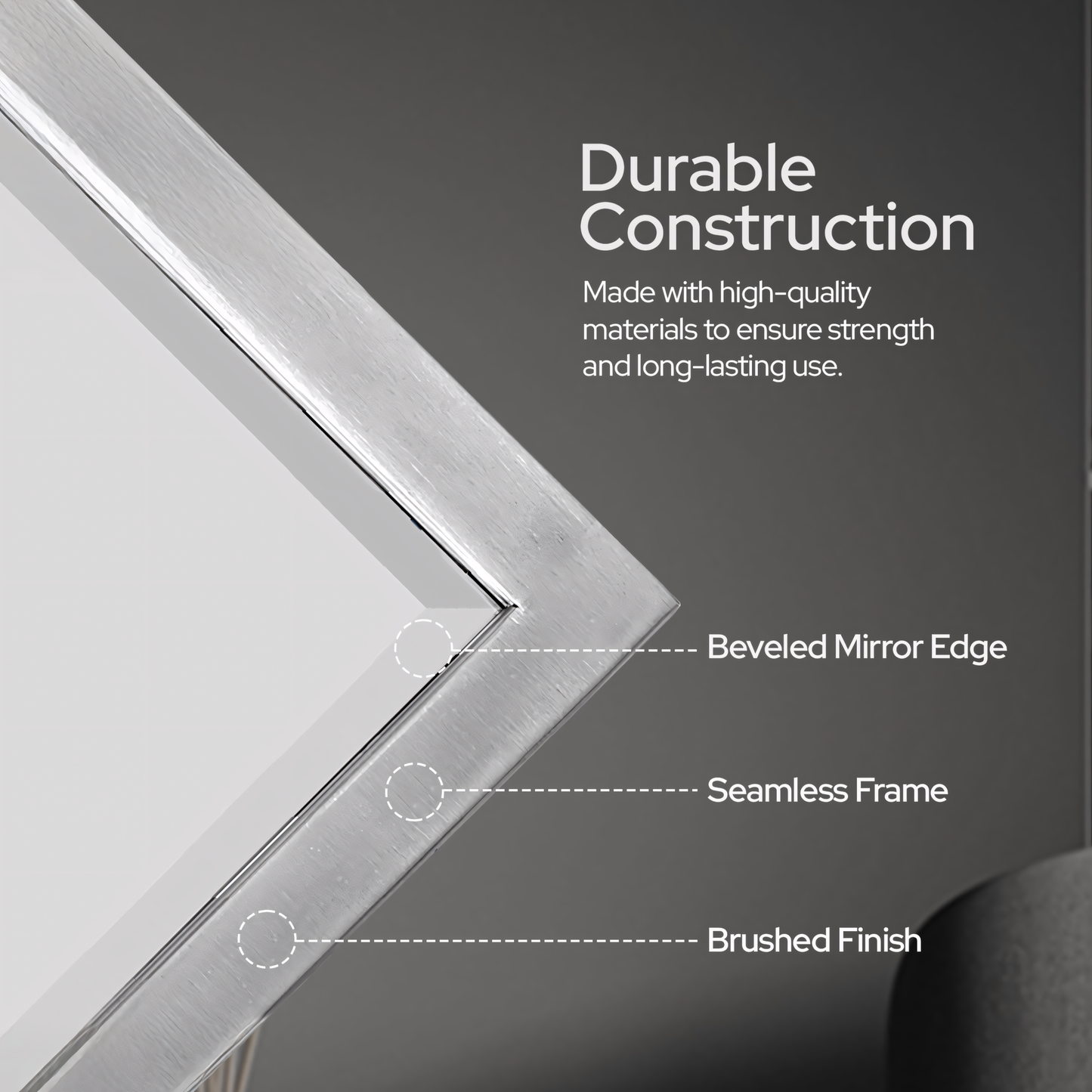 30 x 40 Brushed Nickel Bathroom Mirror – Modern Rectangular Wall Mirror for Vanity