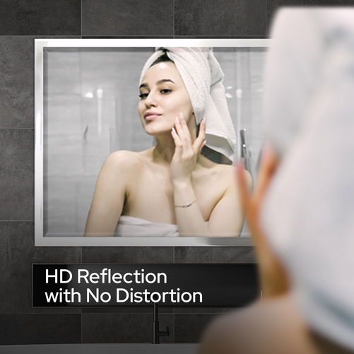 30 x 40 Brushed Nickel Bathroom Mirror – Modern Rectangular Wall Mirror for Vanity