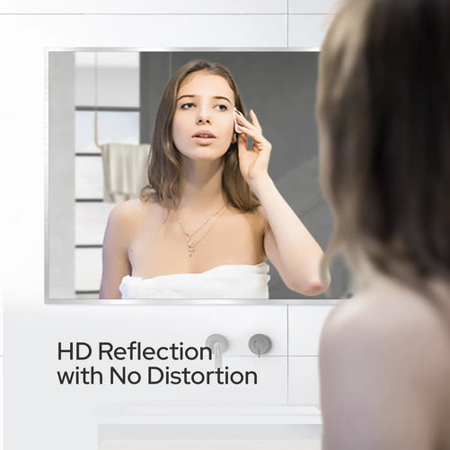 22x34 Brushed Nickel Bathroom Rectangular Mirror – Stylish Polished Nickel Wall Vanity Mirror