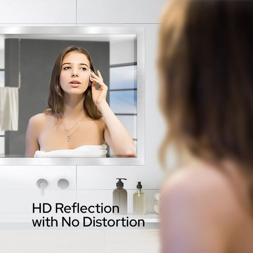 Brushed Nickel Bathroom Mirror – Modern 30x40 Rectangular Bathroom Vanity Mirror Sleek Design
