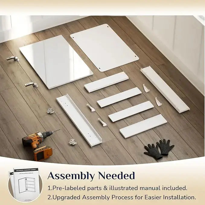 Sleek Medicine Cabinet Mirror with Storage – Aluminum, Tempered Glass, Adjustable Shelves, Surface Mount/Recessed – Modern Farmhouse Style for Bathroom Vanity, Bedroom, and More