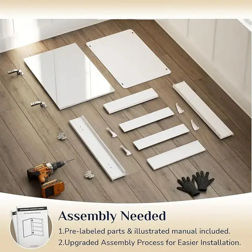 Sleek Medicine Cabinet Mirror with Storage – Aluminum, Tempered Glass, Adjustable Shelves, Surface Mount/Recessed – Modern Farmhouse Style for Bathroom Vanity, Bedroom, and More