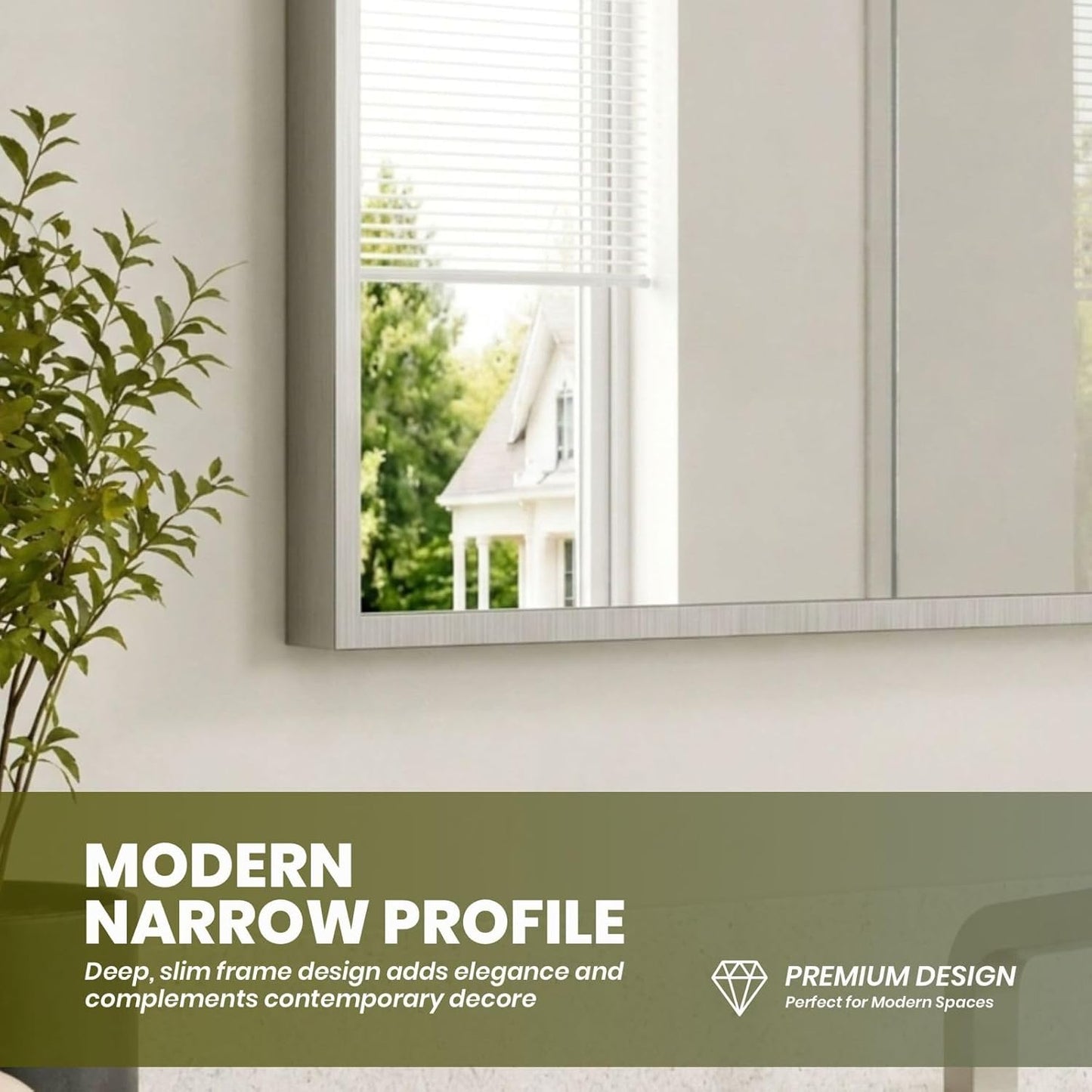 22x34 Brushed Nickel Bathroom Rectangular Mirror – Stylish Polished Nickel Wall Vanity Mirror