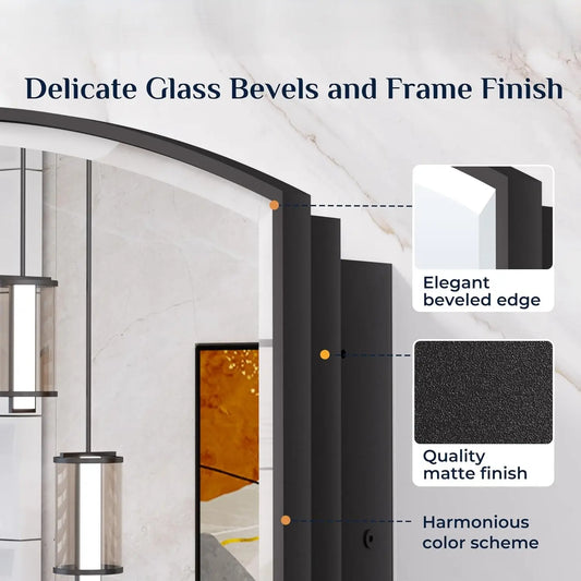 Bathroom Medicine Cabinet with Beveled Mirror – Arched Design, Recessed or Wall-Mounted – Metal Modern Cabinet with Storage – Stylish & Functional Organizer for Bathroom