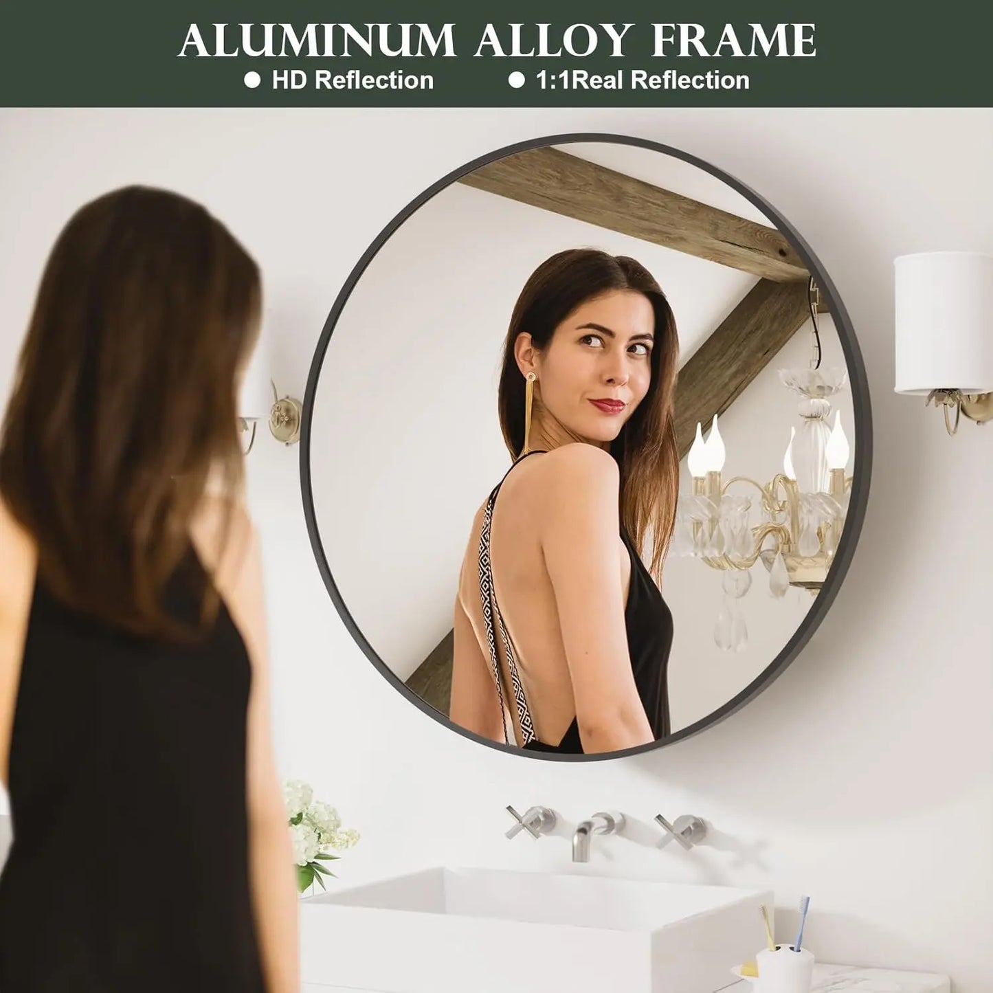 Round Framed Bathroom Medicine Cabinet Mirror with Storage – Stainless Steel Black Circle Medicine Cabinet with Mirror, Stylish and Functional Design for Modern Bathrooms