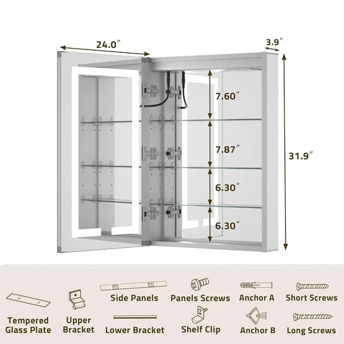 Modern Bathroom Vanity Mirror with Storage – Beveled Metal Frame, Aluminum Alloy Medicine Cabinet with Adjustable Shelves – Ideal for Bathroom Organization and Stylish Décor
