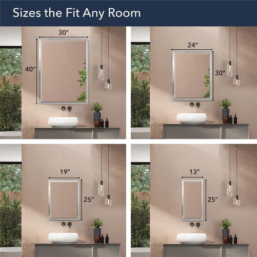Brushed Nickel Bathroom Mirror – Premium Stainless Steel Framed Rectangular Wall Mirror for Vanity, Over Sink, Bedroom, and Living Room – Elegant & Durable Home Décor for Modern Spaces