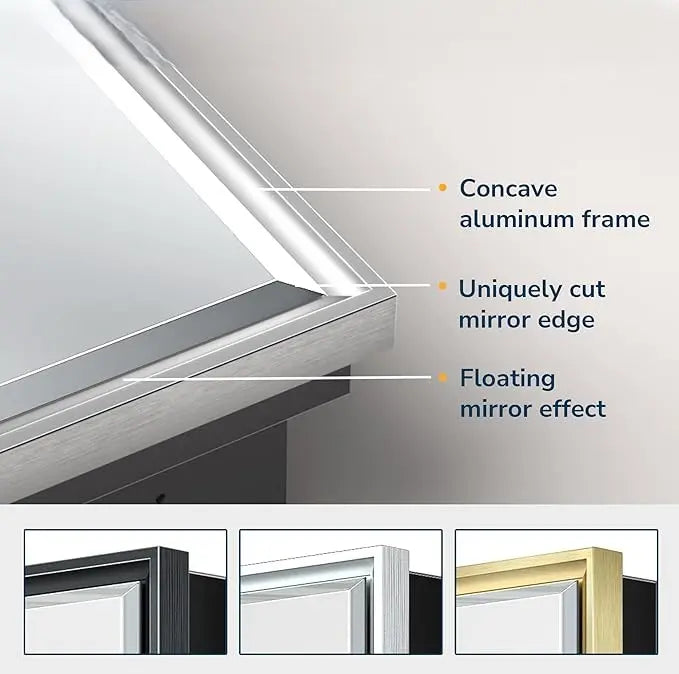 Modern Bathroom Vanity Mirror with Storage – Beveled Metal Frame, Aluminum Alloy Medicine Cabinet with Adjustable Shelves – Ideal for Bathroom, Living room Organization and Stylish Décor