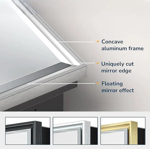 Modern Bathroom Vanity Mirror with Storage – Beveled Metal Frame, Aluminum Alloy Medicine Cabinet with Adjustable Shelves – Ideal for Bathroom, Living room Organization and Stylish Décor