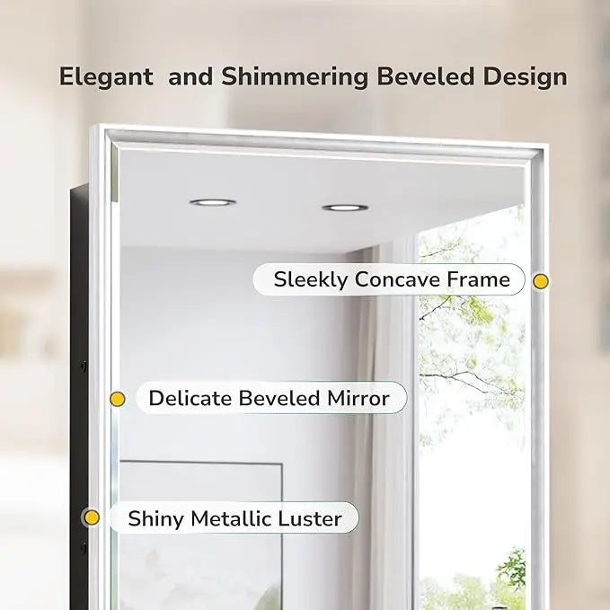 Modern Bathroom Vanity Mirror with Storage – Beveled Metal Frame, Aluminum Alloy Medicine Cabinet with Adjustable Shelves – Ideal for Bathroom, Living room Organization and Stylish Décor