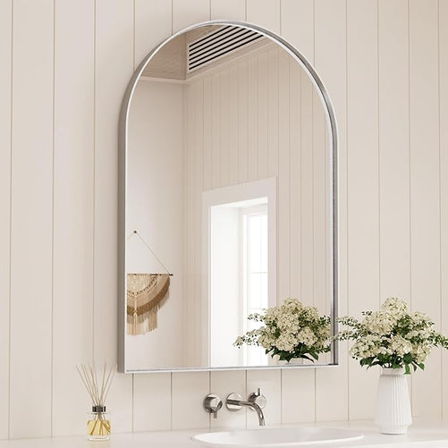 Modern Arch Bathroom Vanity Mirror – Sleek Tempered Glass Wall Mirror, Perfect for Farmhouse, Minimalist, or Contemporary Bathroom Décor