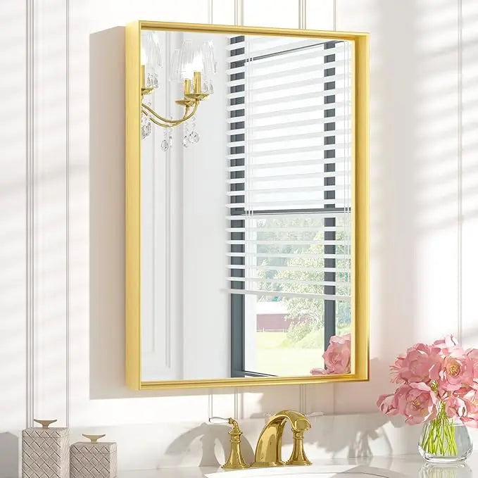 Modern Matte Black Bathroom Mirror – Versatile Mounting
