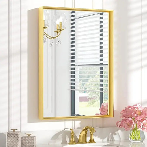 Modern Matte Black Bathroom Mirror – Versatile Mounting