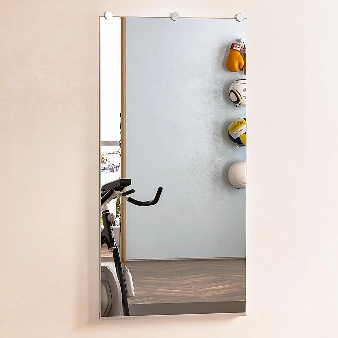 Gym Mirror Wall Mounted – Oversized Frameless Mirror for Fitness, Yoga, Dance, Garage, Studio, Bedroom – Full-Length Wall Mirror for Home & Commercial Use, Durable & Stylish