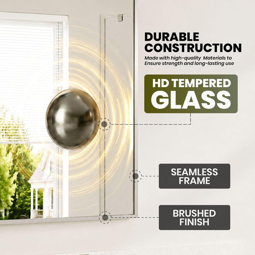 22x34 Brushed Nickel Bathroom Rectangular Mirror – Stylish Polished Nickel Wall Vanity Mirror