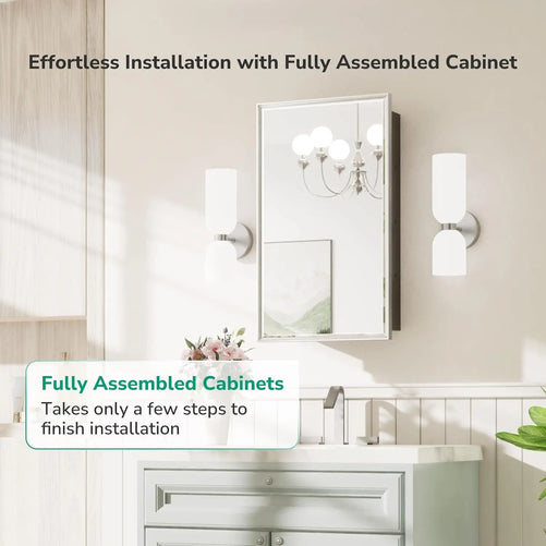 Modern Bathroom Vanity Mirror with Storage – Beveled Metal Frame, Aluminum Alloy Medicine Cabinet with Adjustable Shelves – Ideal for Bathroom, Living room Organization and Stylish Décor