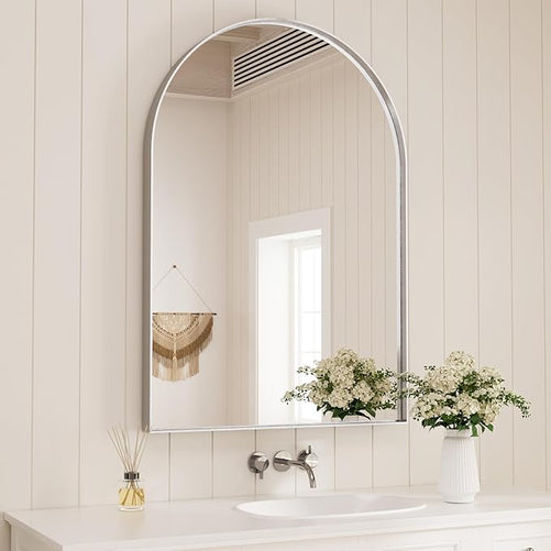 Modern Arch Bathroom Vanity Mirror – Sleek Tempered Glass Wall Mirror, Perfect for Farmhouse, Minimalist, or Contemporary Bathroom Décor