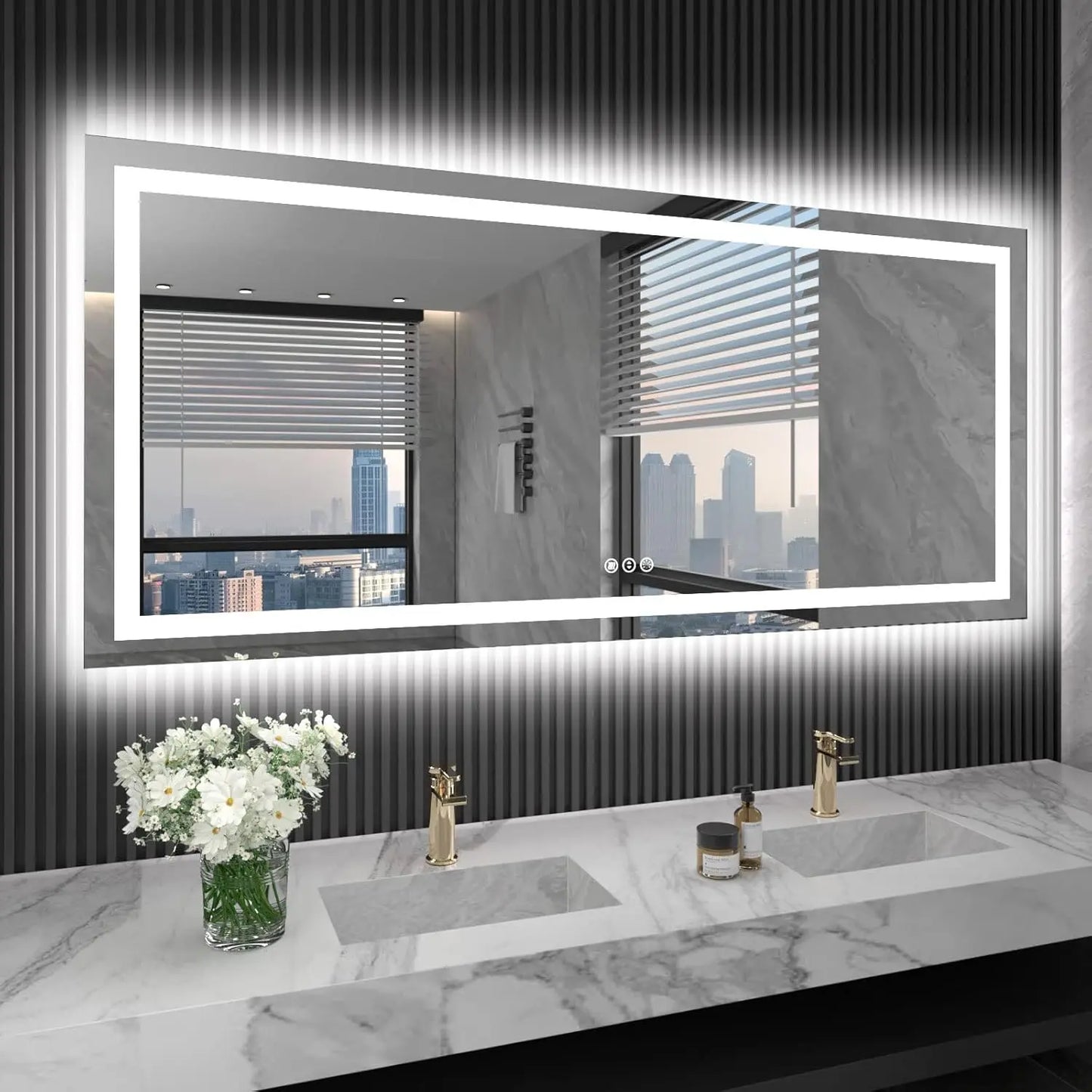 LED Bathroom Mirror with Lights – Front and Backlit, Anti-Fog, Shatterproof Tempered Glass, Waterproof, Memory Function, UL Listed – Modern Vanity Mirror for Multi Use