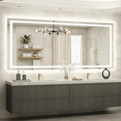 Rectangle LED Bathroom Mirror –Anti-Fog, Front & Backlit, Modern Design