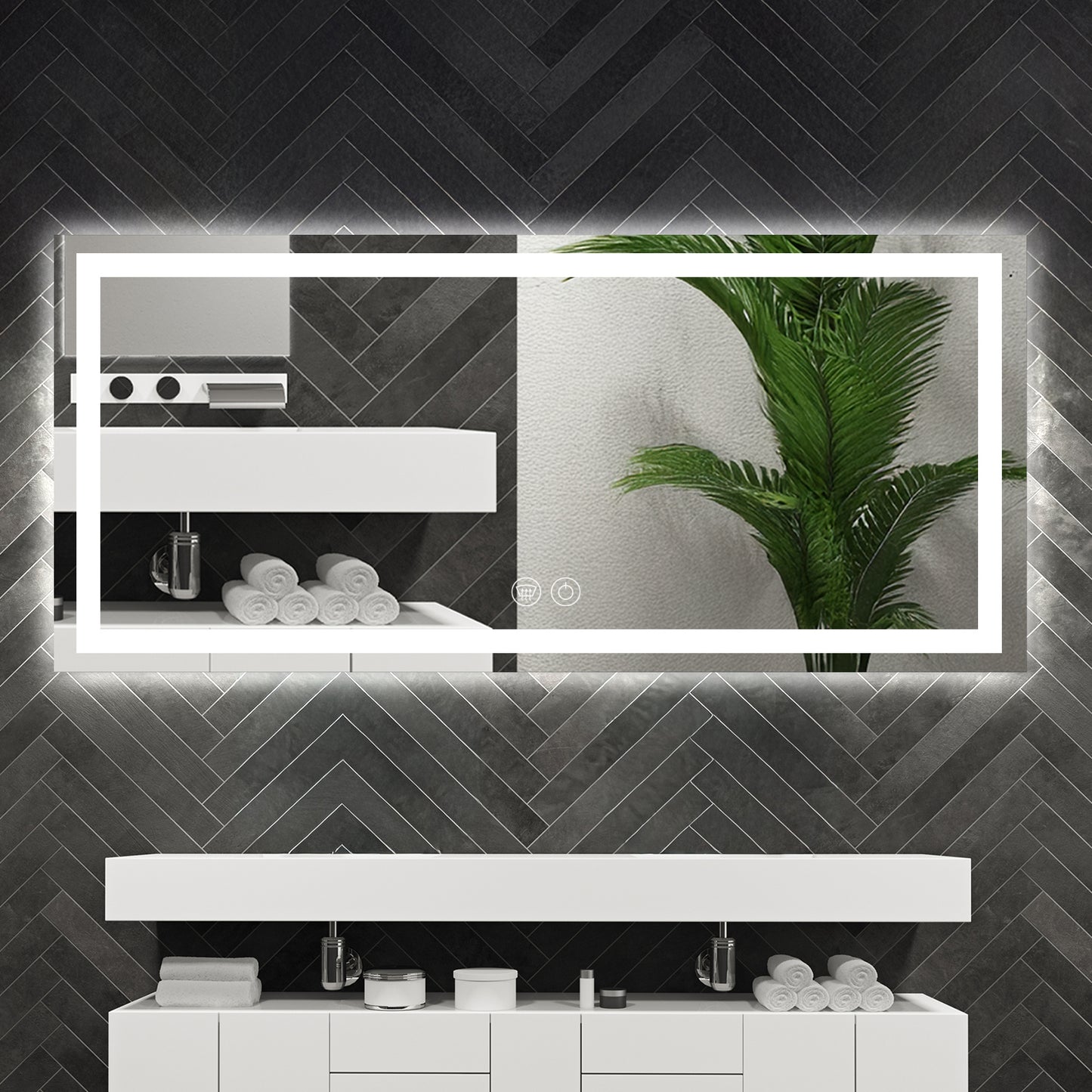 LED Bathroom Mirror – Front & Backlit, Anti-Fog, Waterproof, Modern Style