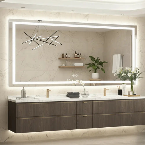 Rectangle LED Bathroom Mirror –Anti-Fog, Front & Backlit, Modern Design