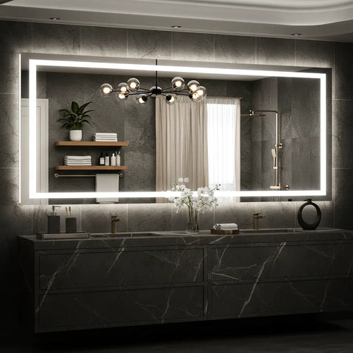 Rectangle LED Bathroom Mirror –Anti-Fog, Front & Backlit, Modern Design