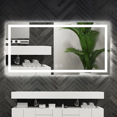 LED Bathroom Mirror – Front & Backlit, Anti-Fog, Waterproof, Modern Style