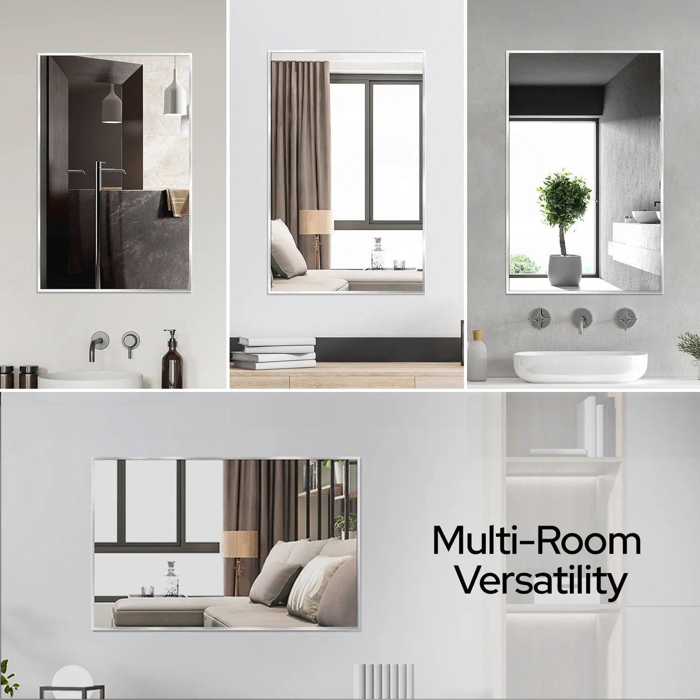 22x34 Brushed Nickel Bathroom Rectangular Mirror – Stylish Polished Nickel Wall Vanity Mirror