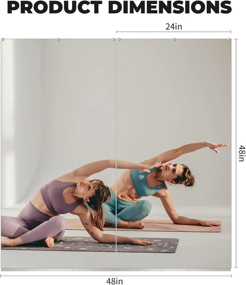 Gym Mirror Wall Mounted – Oversized Frameless Mirror for Fitness, Yoga, Dance, Garage, Studio, Bedroom – Full-Length Wall Mirror for Home & Commercial Use, Durable & Stylish