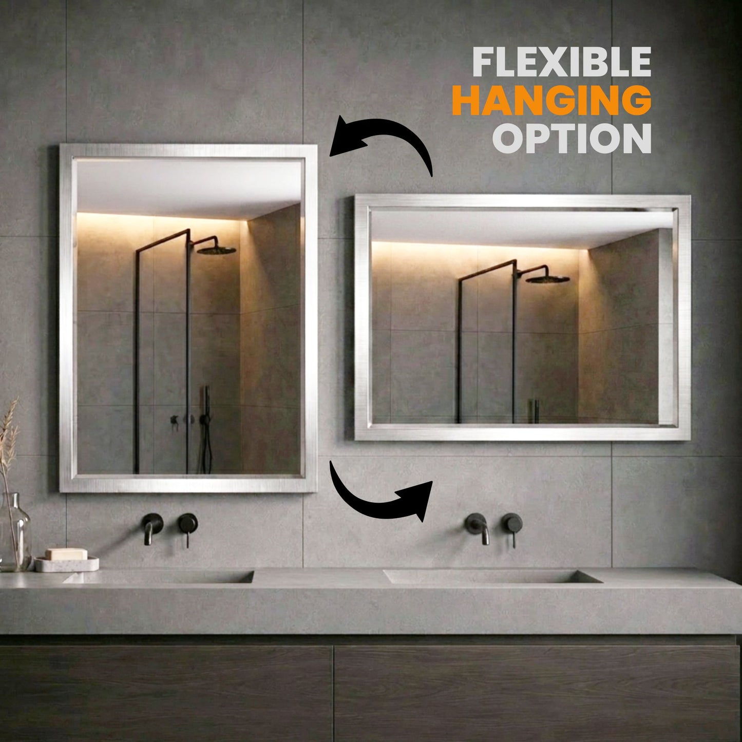 Brushed Nickel Bathroom Mirror – Modern 30x40 Rectangular Bathroom Vanity Mirror Sleek Design