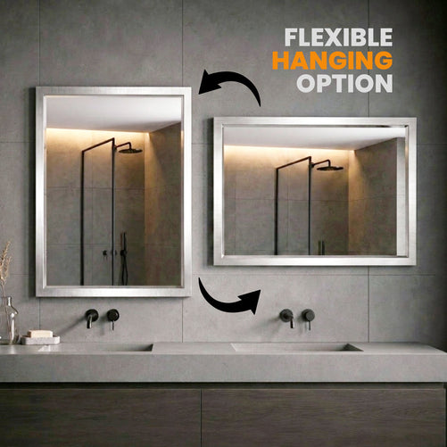 Brushed Nickel Bathroom Mirror – Modern 30x40 Rectangular Bathroom Vanity Mirror Sleek Design