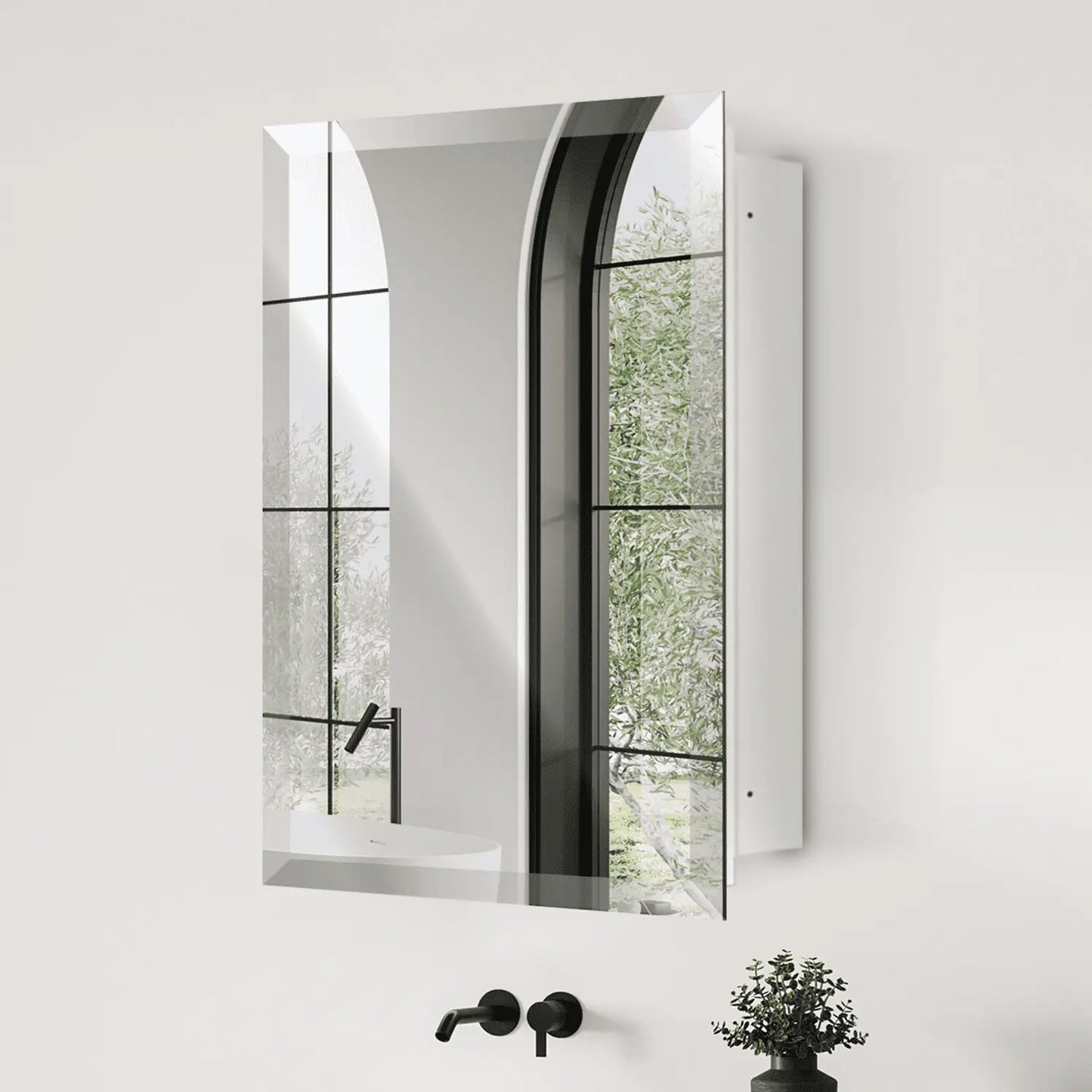 14x24 Frameless Beveled Mirror Medicine Cabinet – Wall-Mounted